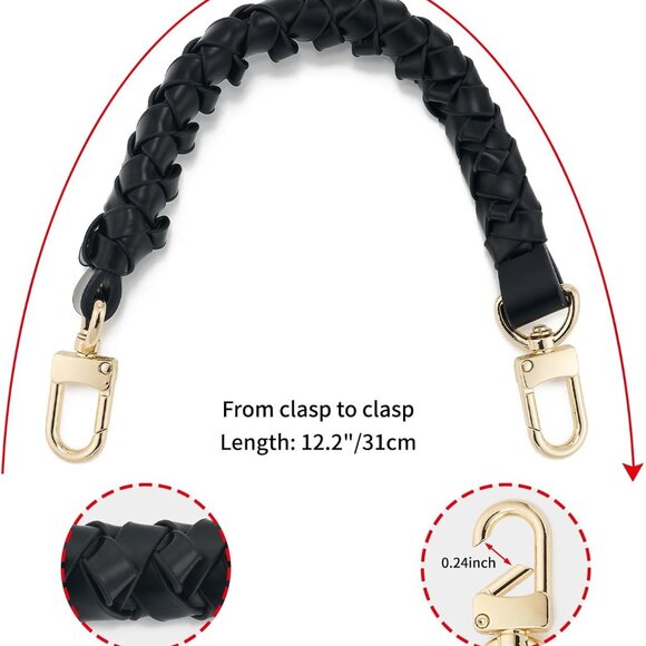 Leather Braided Handle for Bucket Bag Purse Replacement Short Top Strap - Picture 2 of 5